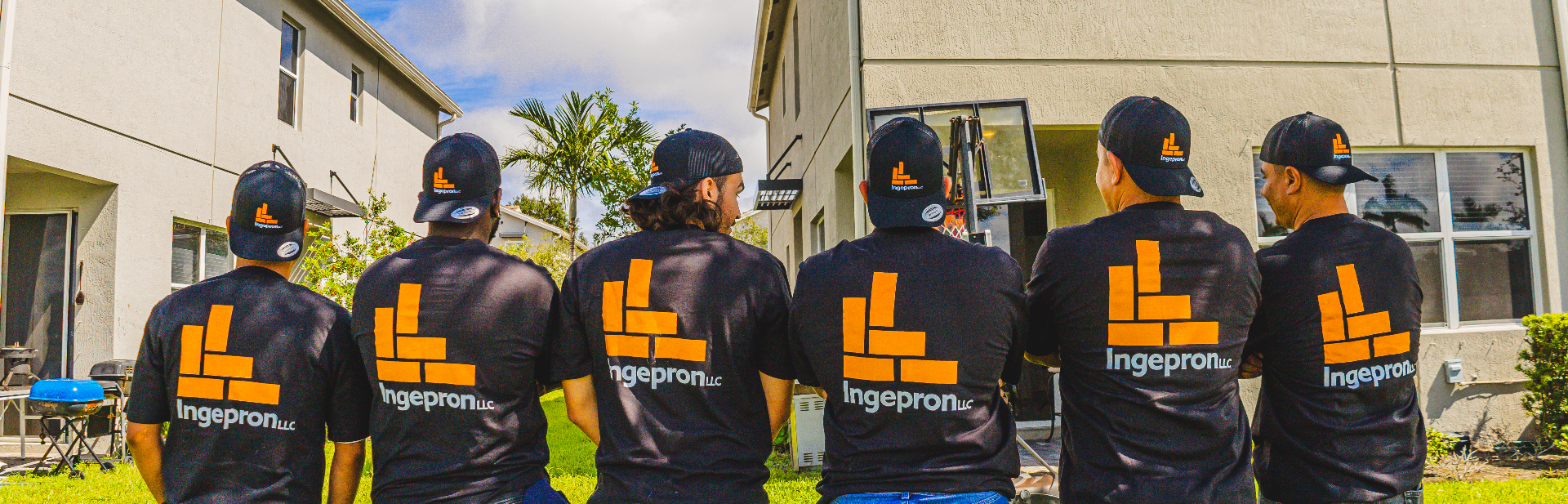 INGEPRON LLC crew wearing branded gear on a South Florida job site